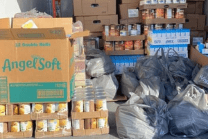 A truck filled with donations