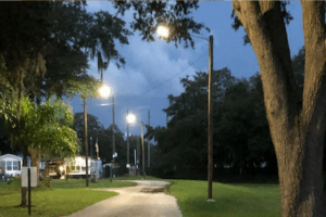 Streetlights at a mobile home park